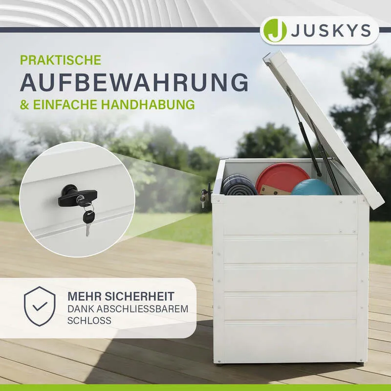 B-Ware Metall Auflagenbox Limani 380 L wasserdichte Gartenbox sichere Aufbewahrung weiß