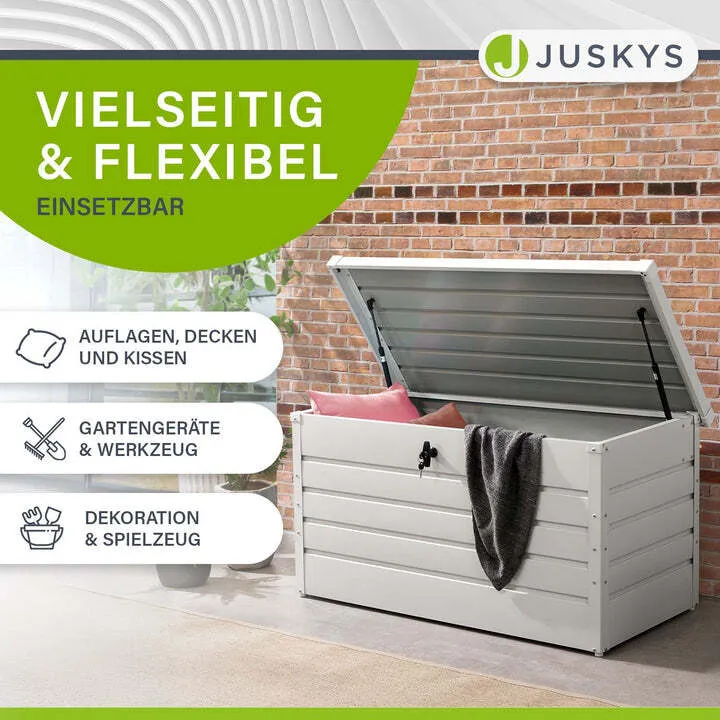 B-Ware Metall Auflagenbox Limani 380 L wasserdichte Gartenbox sichere Aufbewahrung weiß
