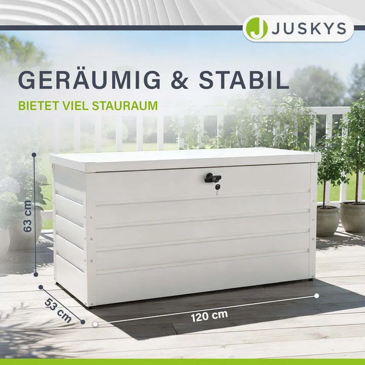 B-Ware Metall Auflagenbox Limani 380 L wasserdichte Gartenbox sichere Aufbewahrung weiß