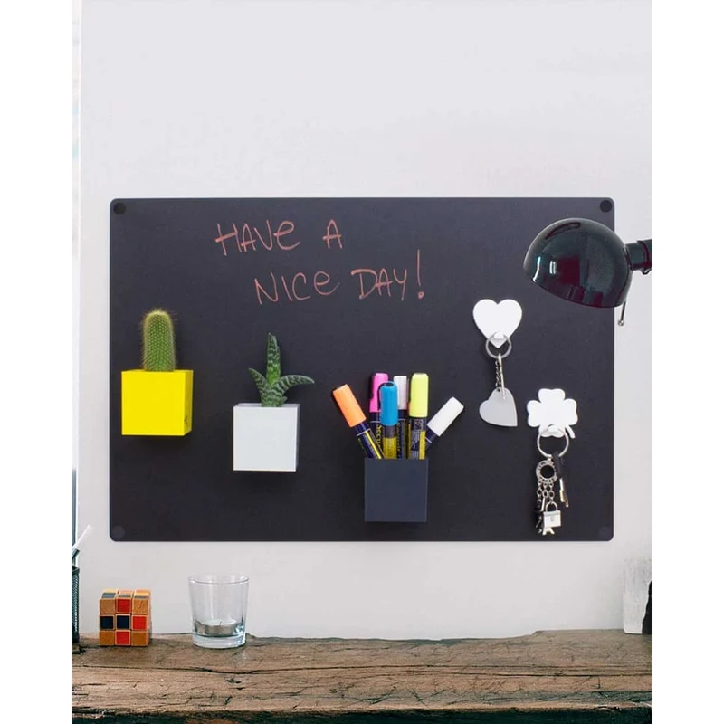 KalaMitica® Kreidetafel Magnetisch, Ohne Rahmen, 38x56cm, Schwarz/Anthrazit