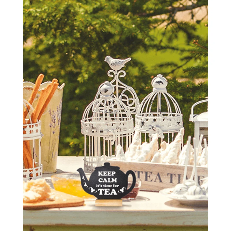 Securit®, Tischkreidetafel Aufsteller Mini "Teekanne", Silhouette mit Holzfuss, 3er-Set, 13x10cm