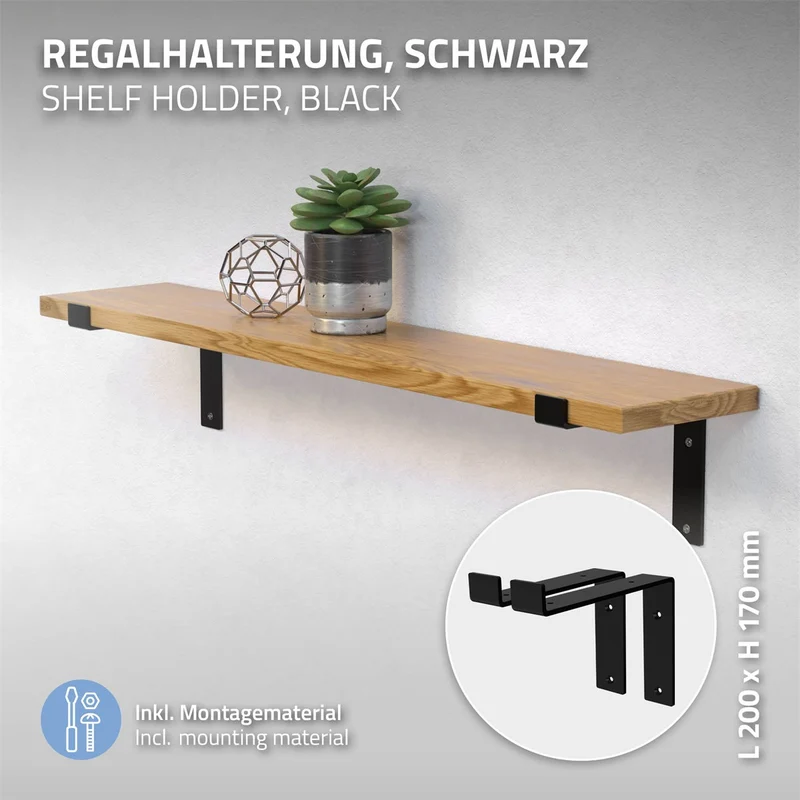 ML-Design | Wandkonsole 2er Set aus Stahl, 90 Grad Regalhalterung