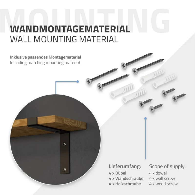 ML-Design | Wandkonsole 2er Set aus Stahl, 90 Grad Regalhalterung