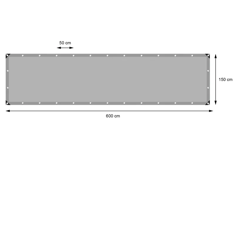 Abdeckplane Gewebeplane mit Ösen 1,5x6 m 260g/m² in Grau aus PE