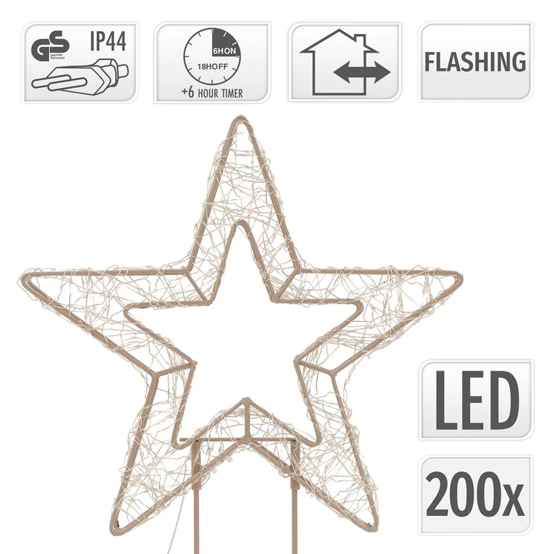 ECD Germany | LED Weihnachtsstern auf Sockel 37 cm Warmweiß Stern Leuchtstern Weihnachtsdeko mit Lichterkette Weihnachtsbeleuchtung Außen mit Timer