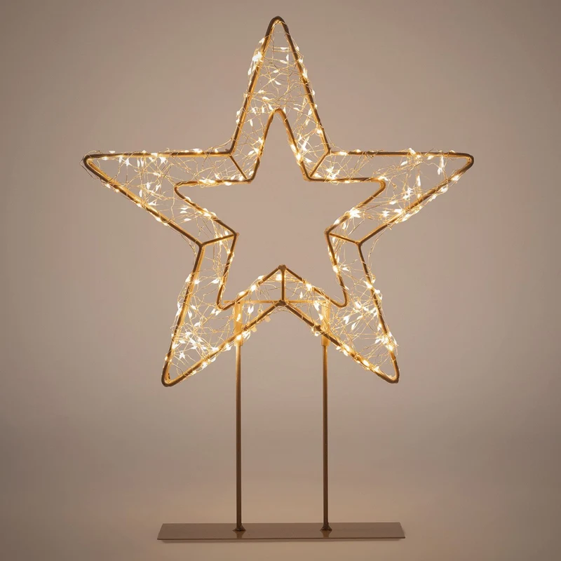 ECD Germany | LED Weihnachtsstern auf Sockel 37 cm Warmweiß Stern Leuchtstern Weihnachtsdeko mit Lichterkette Weihnachtsbeleuchtung Außen mit Timer
