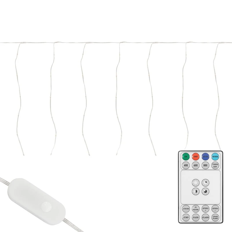 ECD Germany | LED Lichtervorhang 3 / 6 m mit 120/240 LEDs Warmweiß IP44 Timer