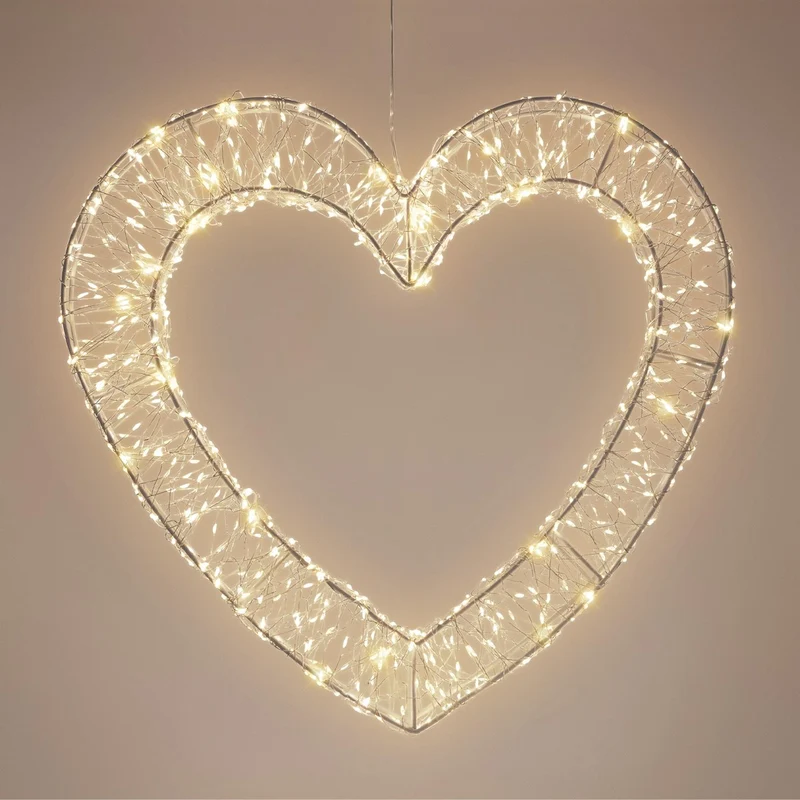 ECD Germany | LED Weihnachtsherz mit Timer Metall Warmweiß Weihnachtsdeko Weihnachtsbeleuchtung Fensterdeko Weihnachten Lichterherz Außen