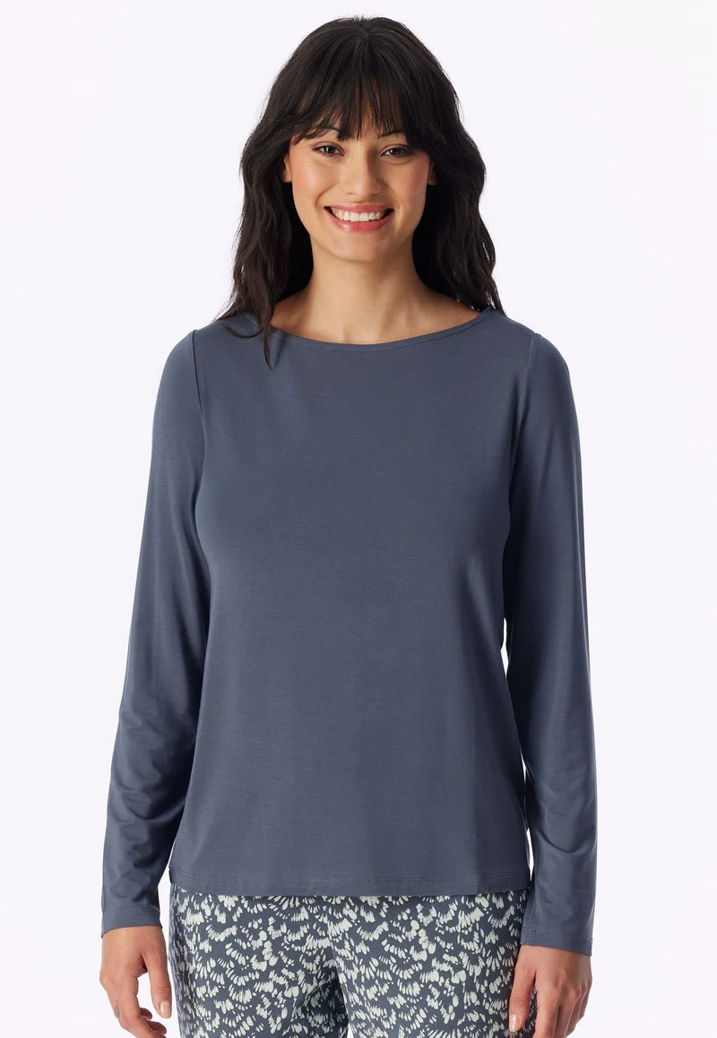 Shirt langarm U-Boot-Ausschnit