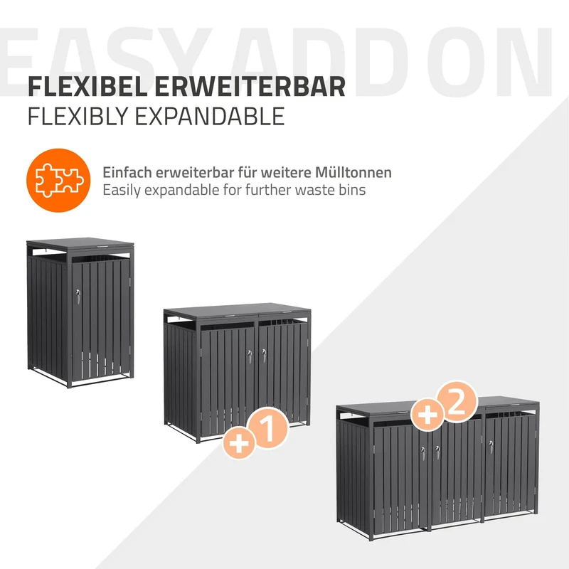 Mülltonnenbox 1er bis 240L 68x80x120 cm aus Stahl in Anthrazit ML-Design