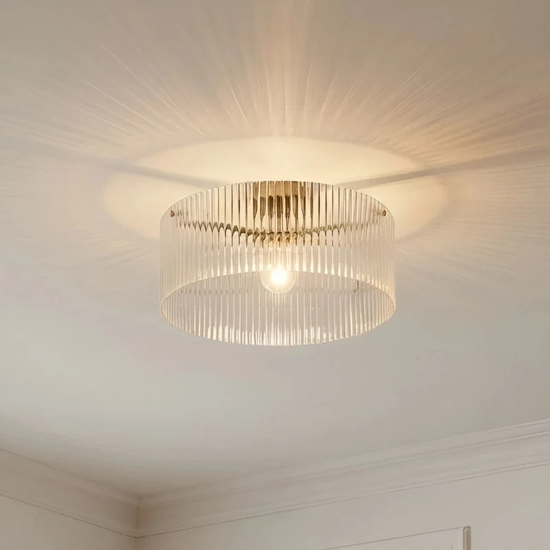 B-Ware Lucande Deckenleuchte Lampe Meritt Glas messing transparent E27 LED Ø 40 cm