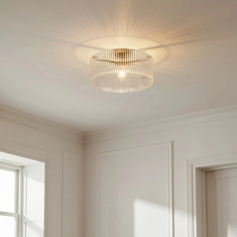 B-Ware Lucande Deckenleuchte Lampe Meritt Glas messing transparent E27 LED Ø 40 cm