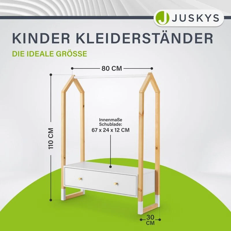 B-Ware Kinder Kleiderständer Filla Offene Garderobe mit Schublade und Ablage