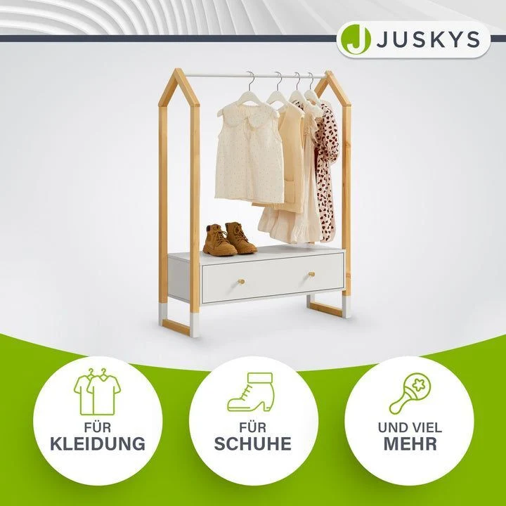 B-Ware Kinder Kleiderständer Filla Offene Garderobe mit Schublade und Ablage