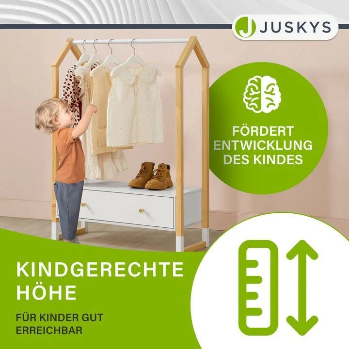 B-Ware Kinder Kleiderständer Filla Offene Garderobe mit Schublade und Ablage