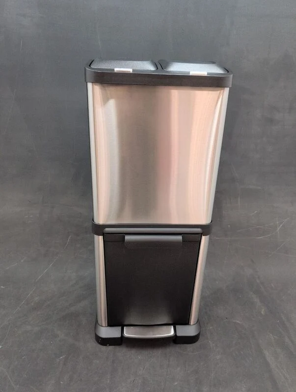 C-Ware hjh OFFICE Abfallsammler Mülltrennsystem CLEAN VII Mülleimer 32L Stahl silber