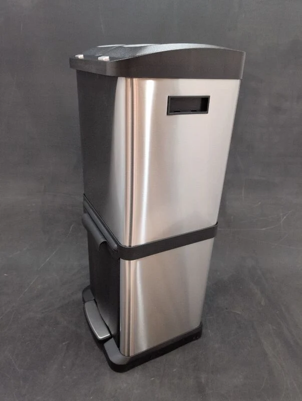 C-Ware hjh OFFICE Abfallsammler Mülltrennsystem CLEAN VII Mülleimer 32L Stahl silber