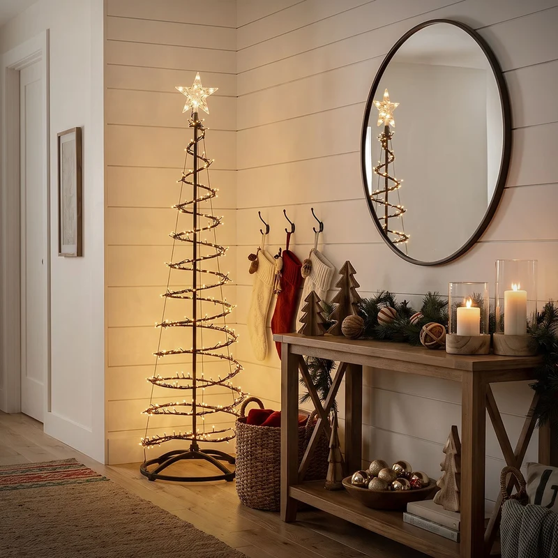 ECD Germany | LED Weihnachtsbaum mit Lichterkette, Weihnachtsdeko Innen/Außen, Warmweiß LEDs, Tannenbaum Lichterbaum Weihnachtsbeleuchtung