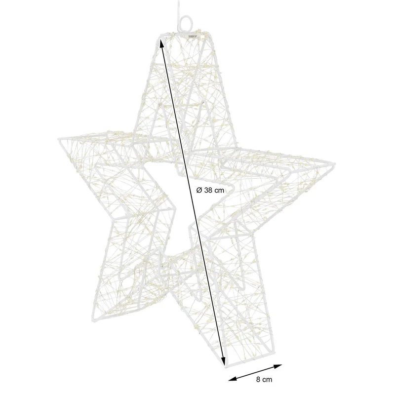 ECD Germany | LED Weihnachtsstern mit warmweißen LEDs und Timer aus Metall für Innen und Außen IP44 Spritzwassergeschützt