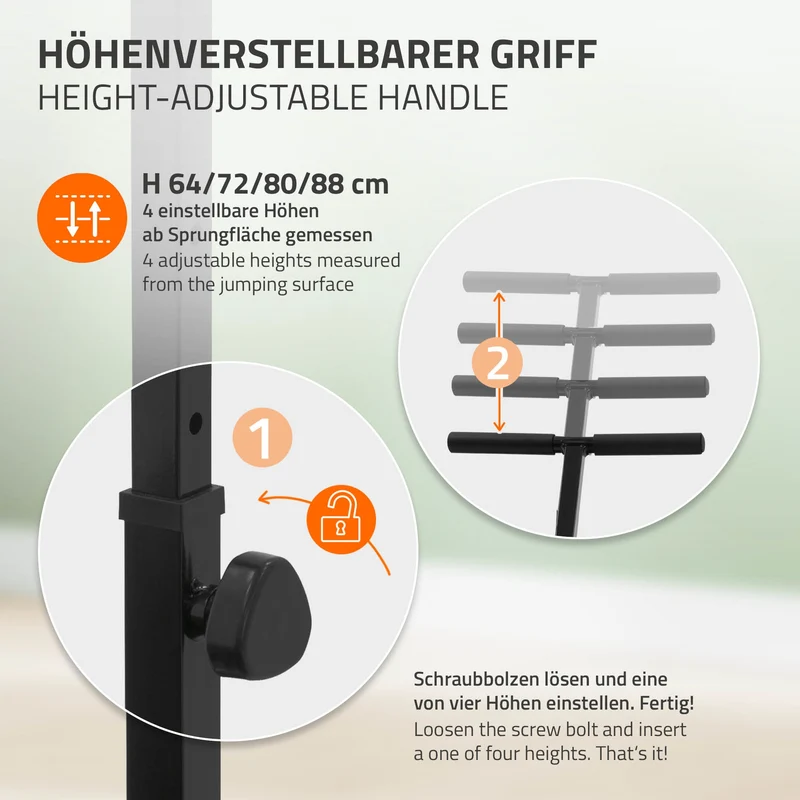 Trampolin Ø102cm mit höhenverstellbarer Haltegriff Stahl Grün bis 150kg Hauki