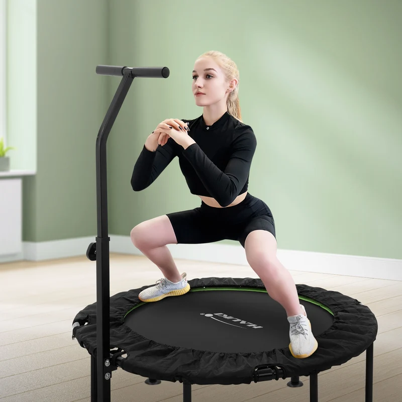 Trampolin Ø102cm mit höhenverstellbarer Haltegriff Stahl Grün bis 150kg Hauki