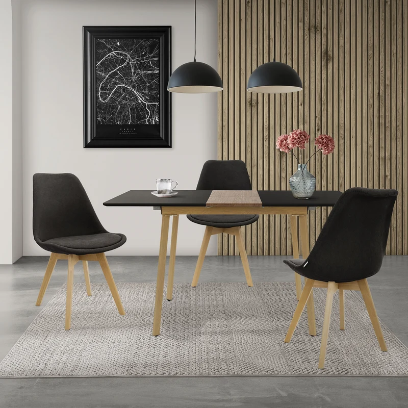 B-Ware Esstisch ausziehbar in Schwarz 110-140x75 cm aus Holz Esszimmertisch für 4-6 Personen ML-Design