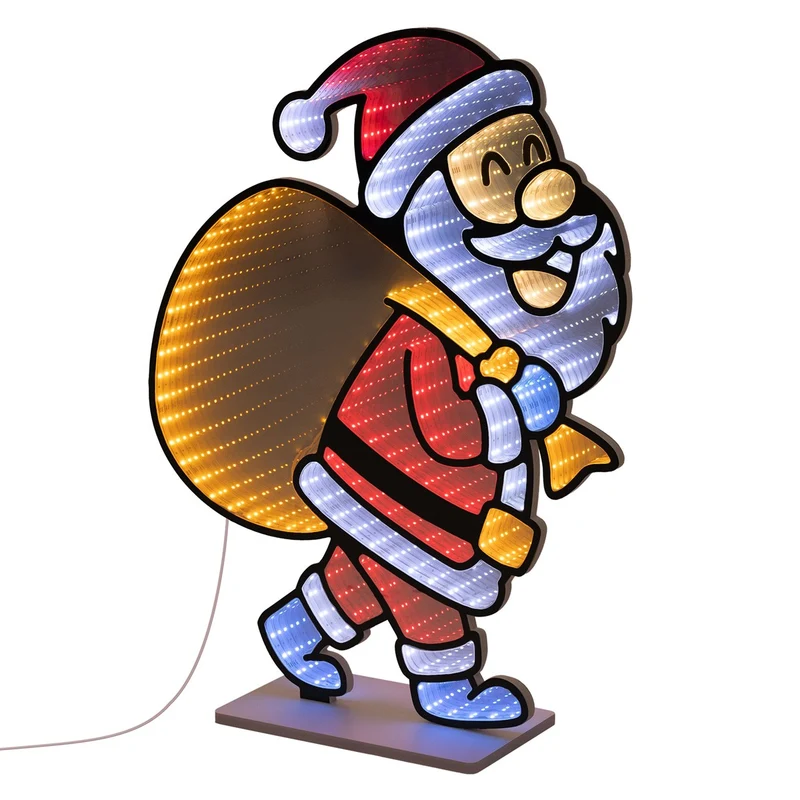 ECD Germany | LED Weihnachtsdeko Infinity Mirror Innen, Weihnachtsbeleuchtung, 3D Dekofigur, Spiegel Lichterkette