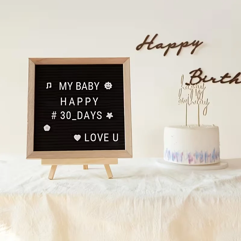 Filz Letterboard Schwarz mit Holzstaffelei & 340 Buchstaben