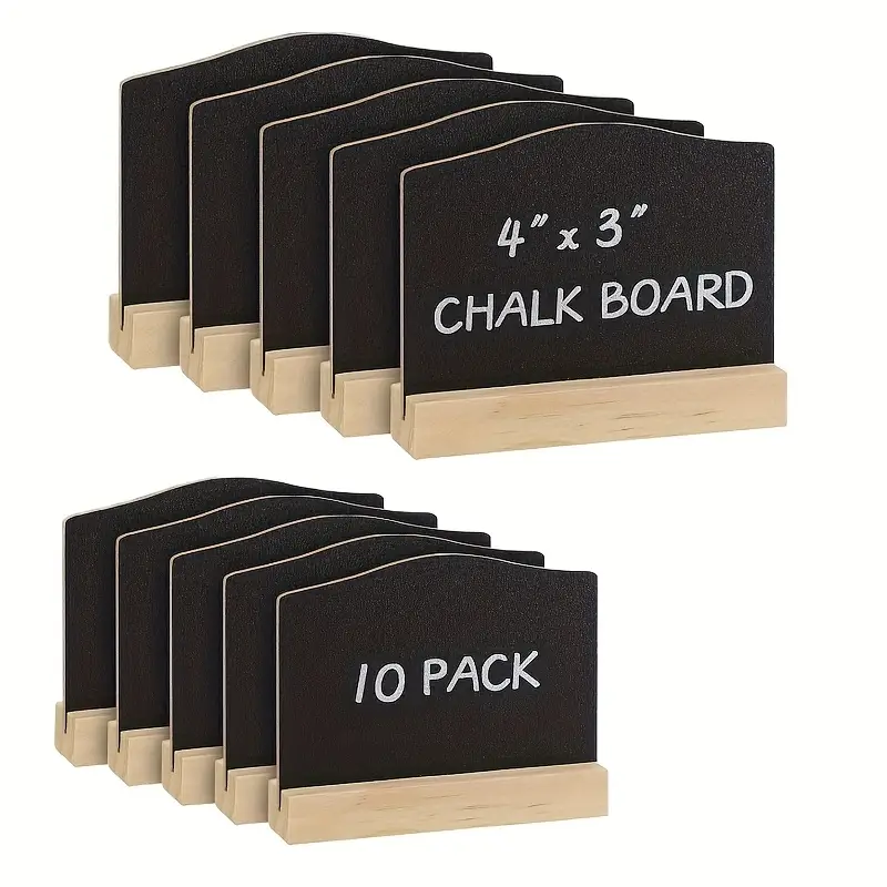 Tischkreidetafel "Mini" mit Holzsockel, 10er-Set, 10x8cm