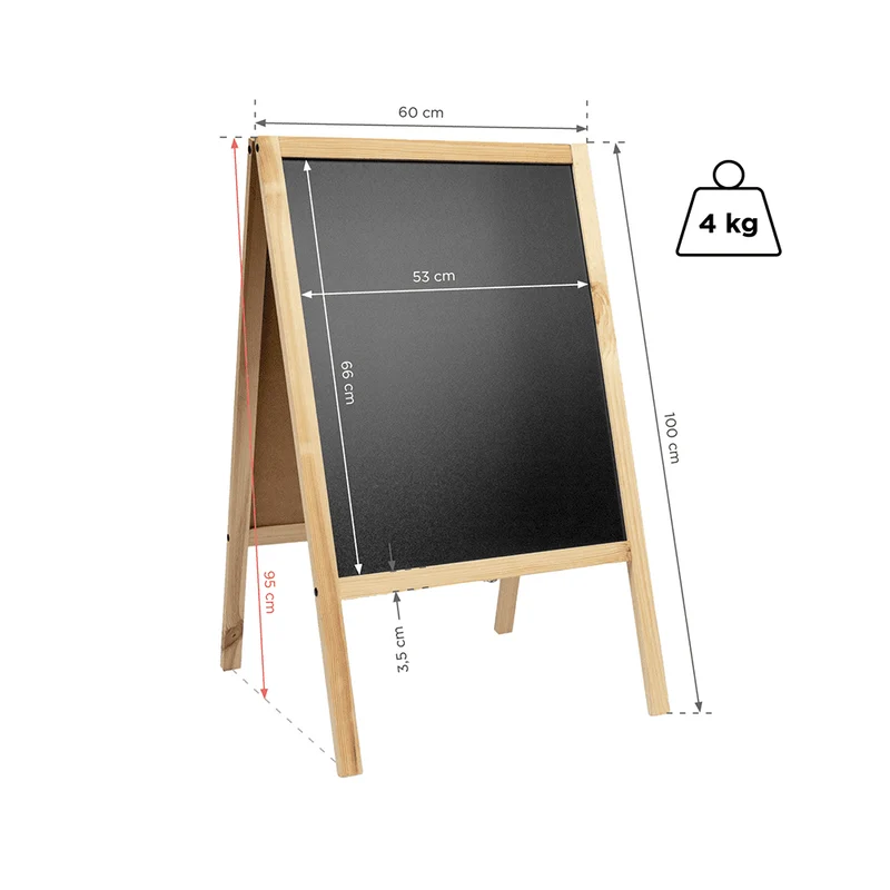 Holz Kreidetafel-Aufsteller 60x100cm, Natur, Indoor
