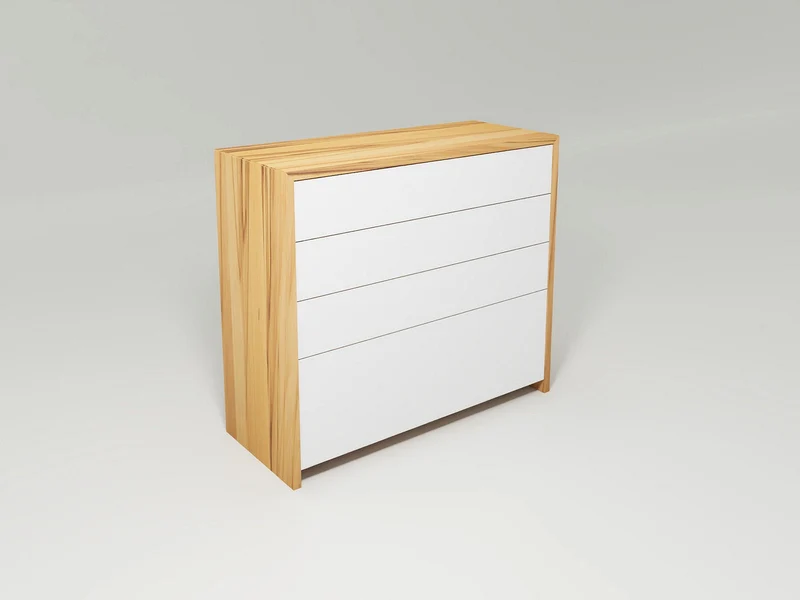 Kommode Lunetto - Leichtigkeit durch Holz und Farbglas