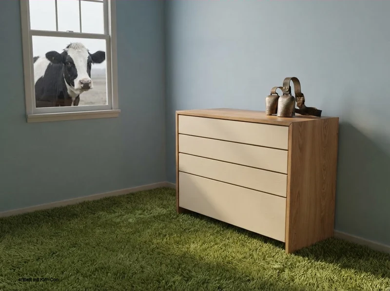 Kommode Lunetto - Leichtigkeit durch Holz und Farbglas