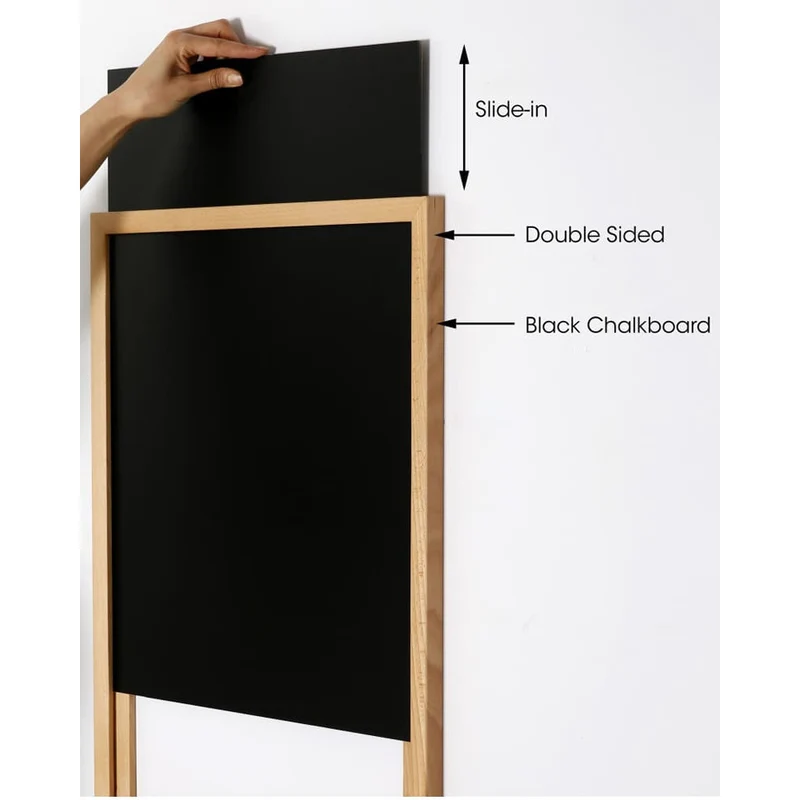 Kreidetafel Magnetisch, DIN A0, Holzrahmen Slide-In, Natur (B-Ware)