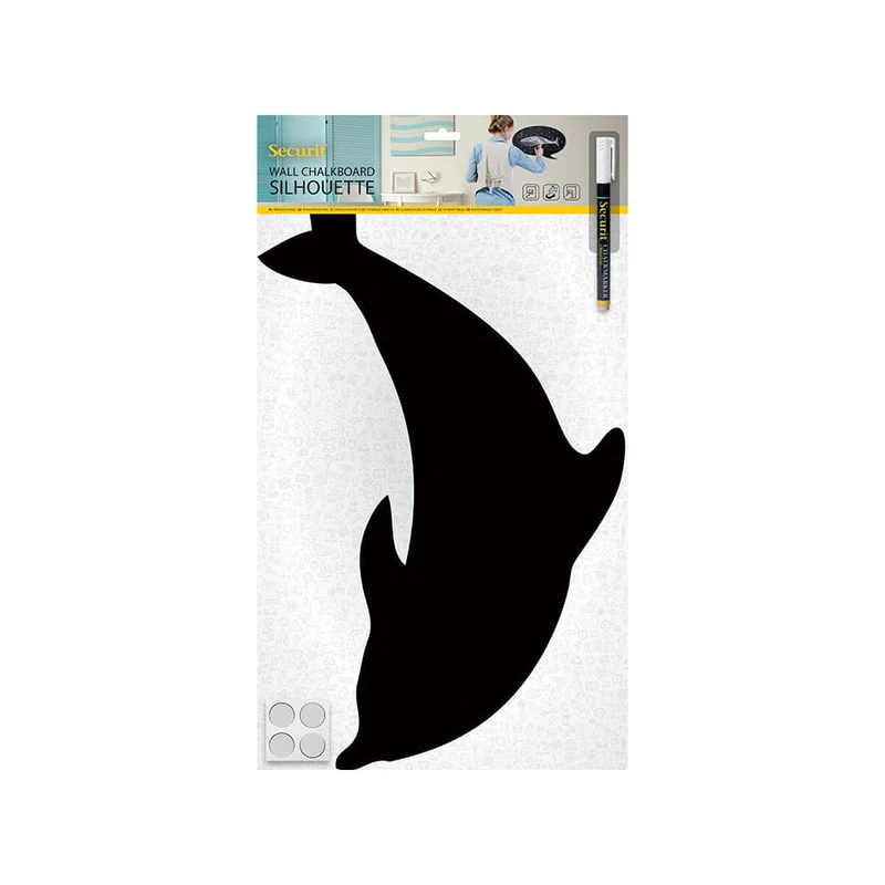 Securit® Wandkreidetafel Silhouette Delfin, 50x26cm
