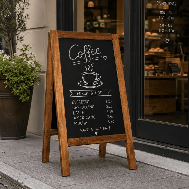 Massive Gehwegkreidetafel, 65x118cm, Dunkelbraun, Outdoor