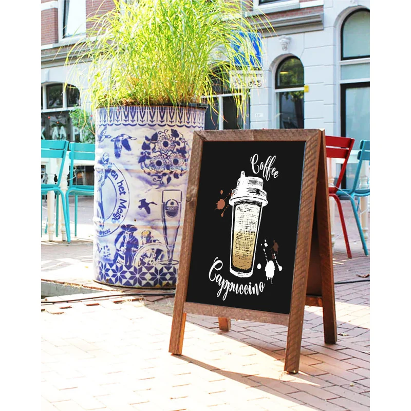 Massive Gehwegkreidetafel, 65x118cm, Dunkelbraun, Outdoor