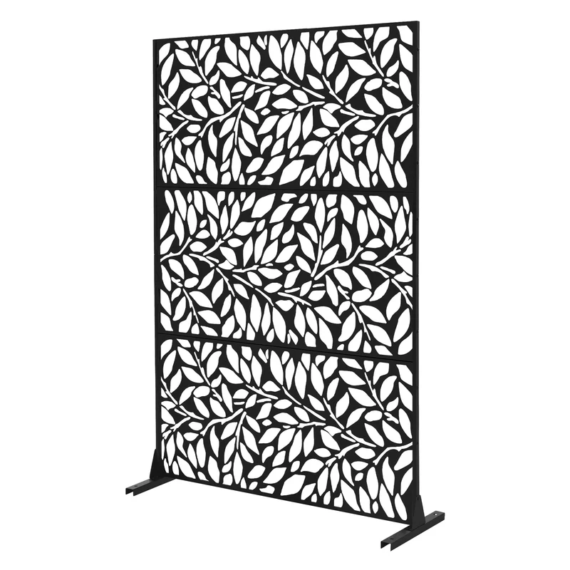 ML-Design | Metall-Sichtschutz mit Ständer, 3 Paneele erweiterbar, Schwarz aus Stahl, Raumteiler Trennwand