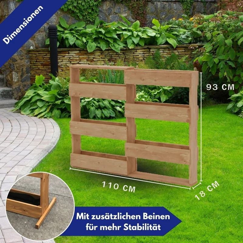 Coemo Vertikalbeet Riga Kräuterbeet Holz 6 Pflanzkästen Wandmontage