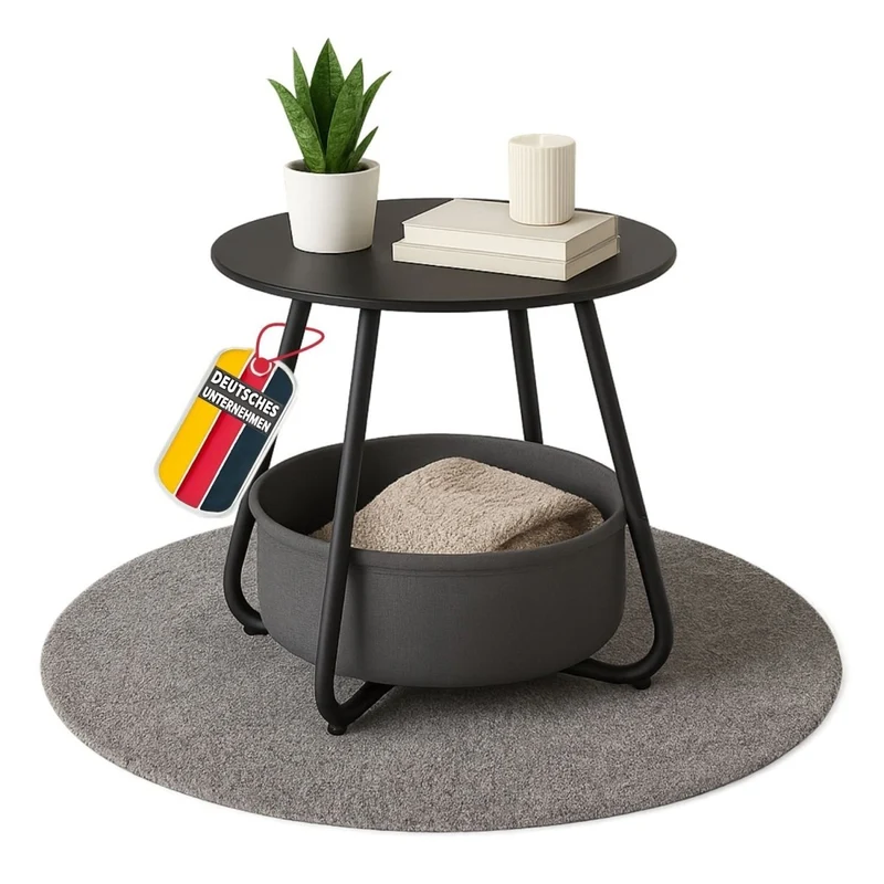 B-Ware Beistelltisch Kosi mit Canvas Korb - Metallgestell mit Stoffkorb