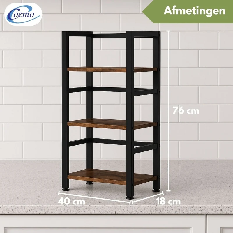 Mein-Regal kompaktes Küchenregal Vintage aus Holz mit Metallrahmen