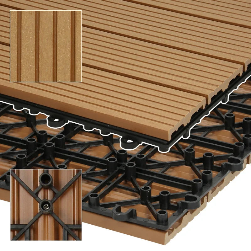 B-Ware Terrassenfliesen 30x30 cm 11er Set für 1m² Teak aus WPC