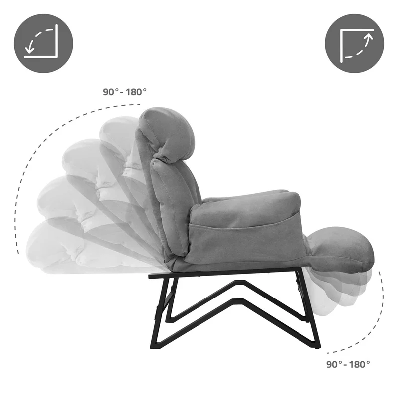 B-Ware Loungesessel mit Armlehnen Grau Relaxsessel mit Leinenbezug ML-Design