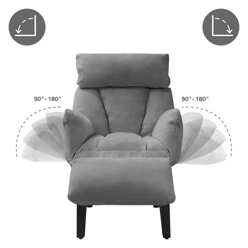 B-Ware Loungesessel mit Armlehnen Grau Relaxsessel mit Leinenbezug ML-Design
