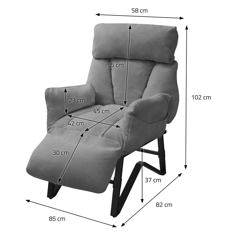 B-Ware Loungesessel mit Armlehnen Grau Relaxsessel mit Leinenbezug ML-Design
