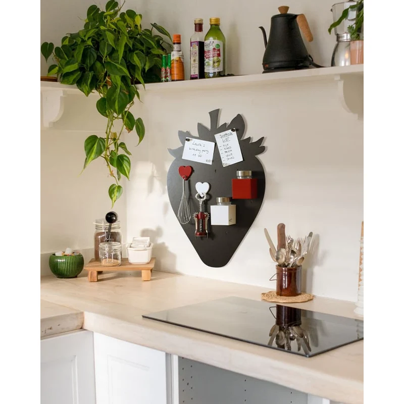 KalaMitica® Magnetische Kreidetafel "Erdbeere", 38x56cm, Schwarz/Anthrazit