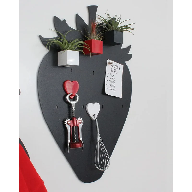 KalaMitica® Magnetische Kreidetafel "Erdbeere", 38x56cm, Schwarz/Anthrazit