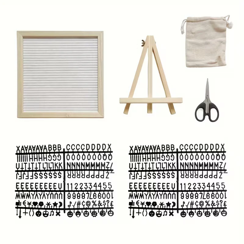 Filz Letterboard Weiss mit Holzstaffelei & 340 Buchstaben