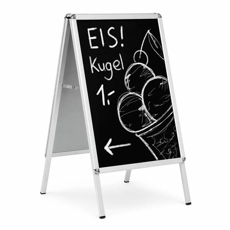 Kundenstopper Kreidetafel Alu Classic DIN A1 – beidseitig beschriftbar