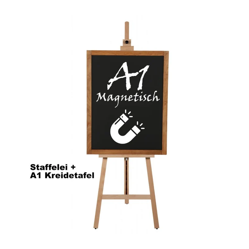 Holz Staffelei-Set "Art Easel" inkl. A1 Kreidetafel magnetisch