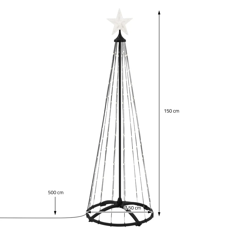 LED Weihnachtsdeko Baum Außen 150 cm mit 154 warmweißen LEDs